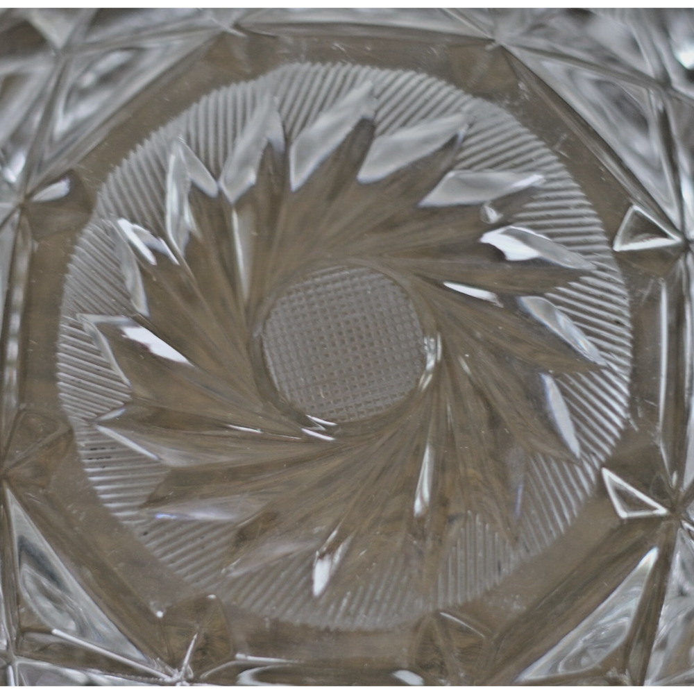 VTG Czech Bohemian Crystal Ashtray 5.5" Heavy Cut Glass Gift for Him Collectible - Picture 9 of 13